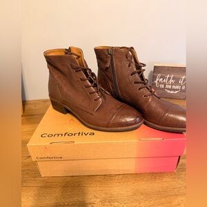Comfortiva Women Dark Brown Lace-Up Boots